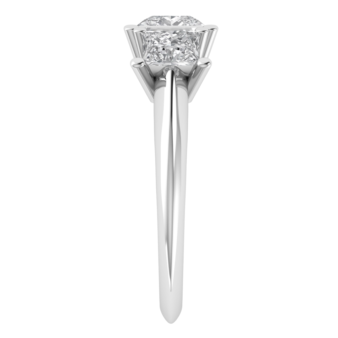 Three Stone Princess Cut Moissanite Engagement Ring