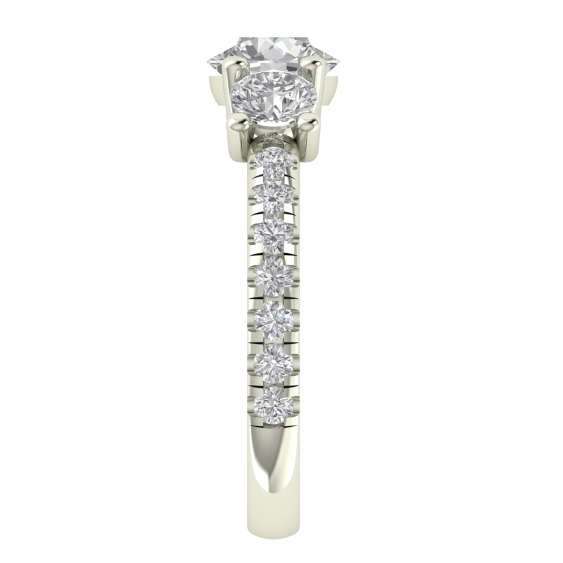 Three Stone Solitaire With Accent Moissanite Ring