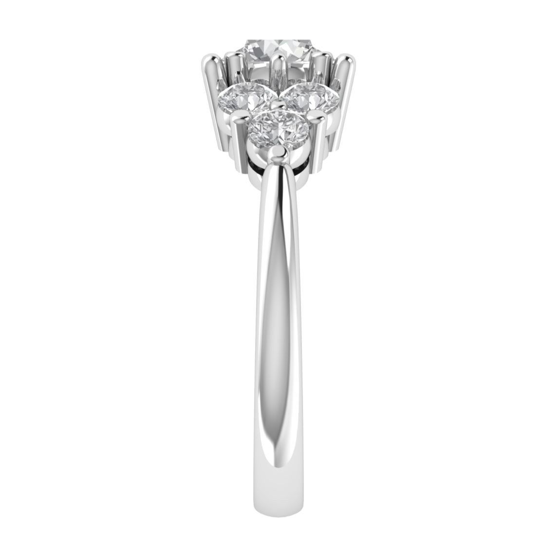 Seven Stone Cluster Round Cut Moissanite Engagement Ring