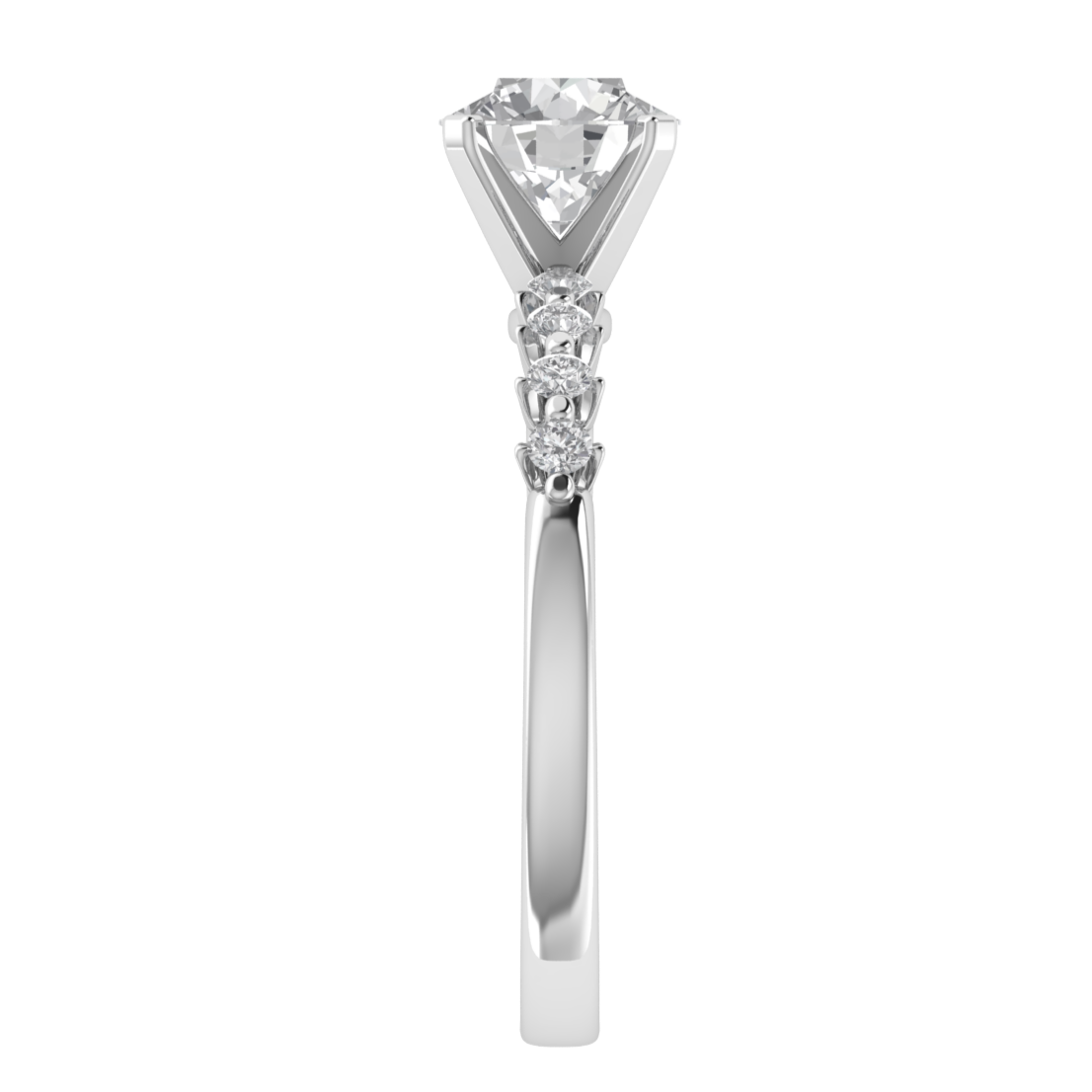 Solitaire With Accent Round Cut Moissanite Engagement Ring