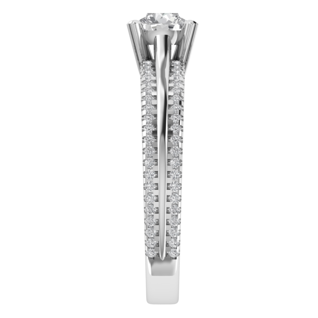 Solitaire With Accent Round Cut Moissanite Engagement Ring