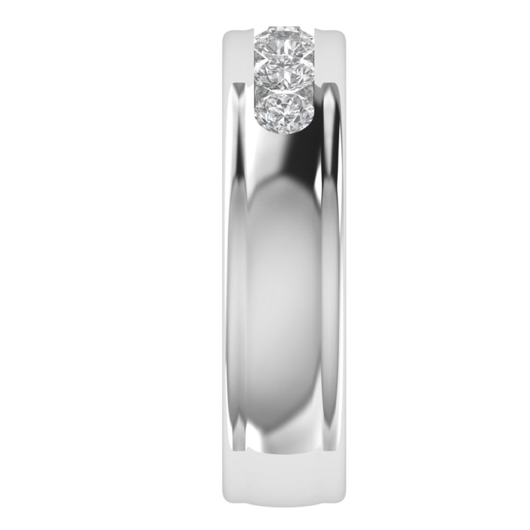 Round Lab Grown Diamond Channel Set 14K White Gold Wedding Band