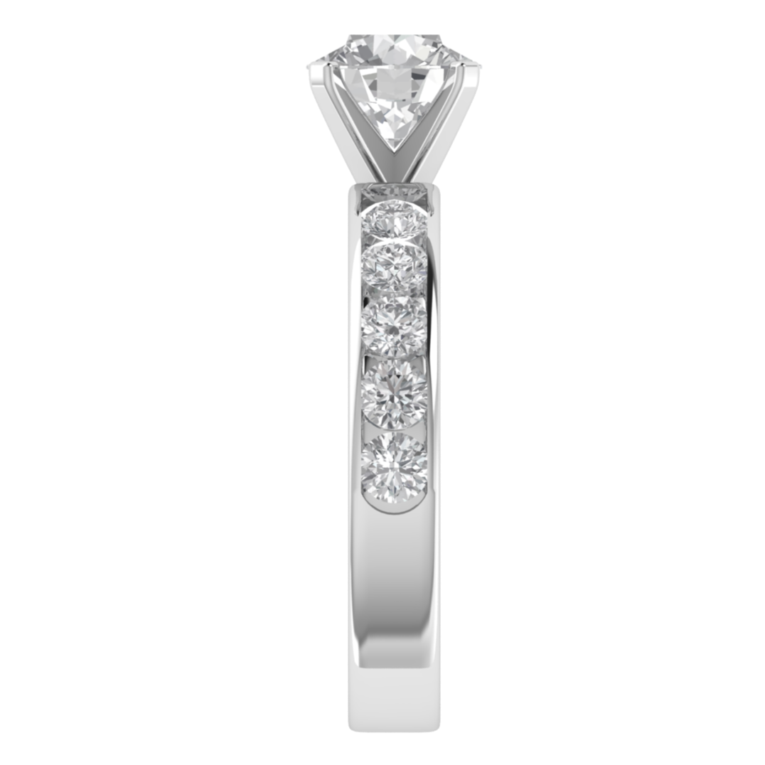 Round Cut Moissanite Diamond Channel Set Wedding Ring