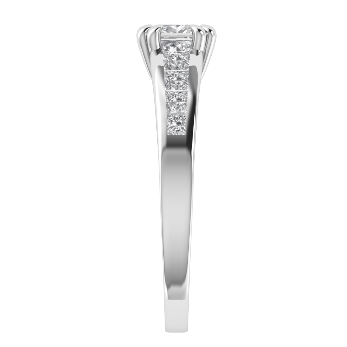 Princess Colorless Moissanite Diamond Engagement 14K White Gold Ring