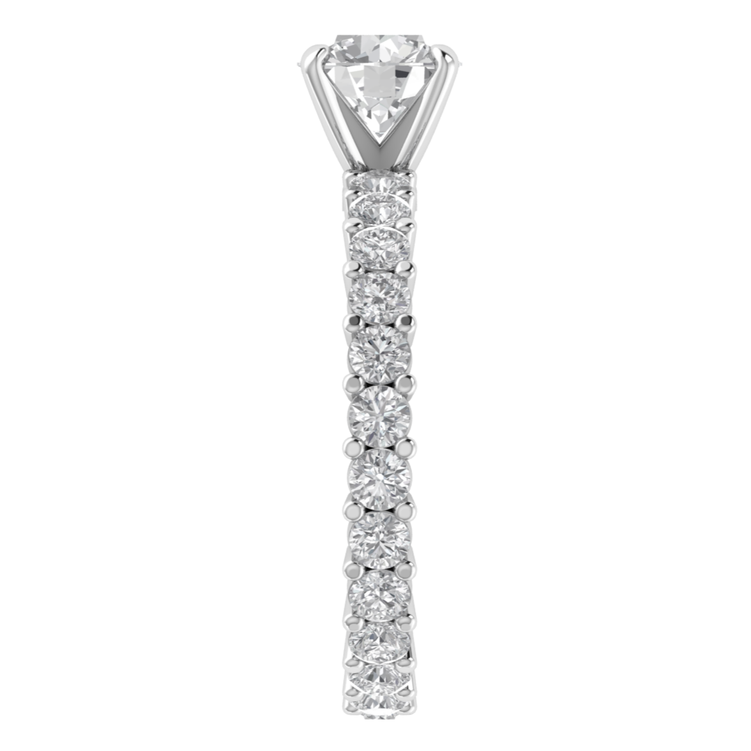 Solitaire With Accent Round Cut Moissanite Engagement Ring