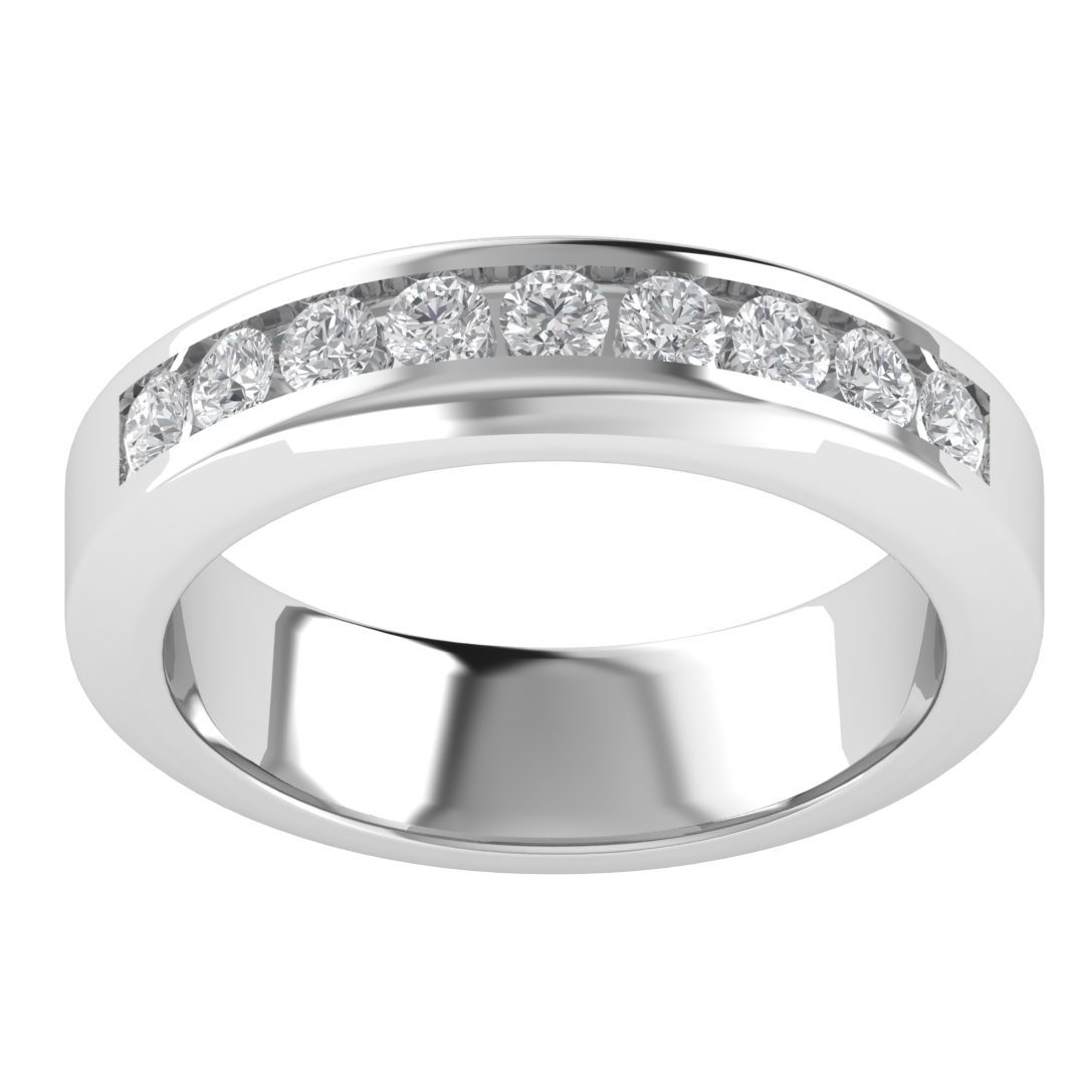 Half Eternity Lab Grown Diamond Channel Set 14K White Gold Wedding Band
