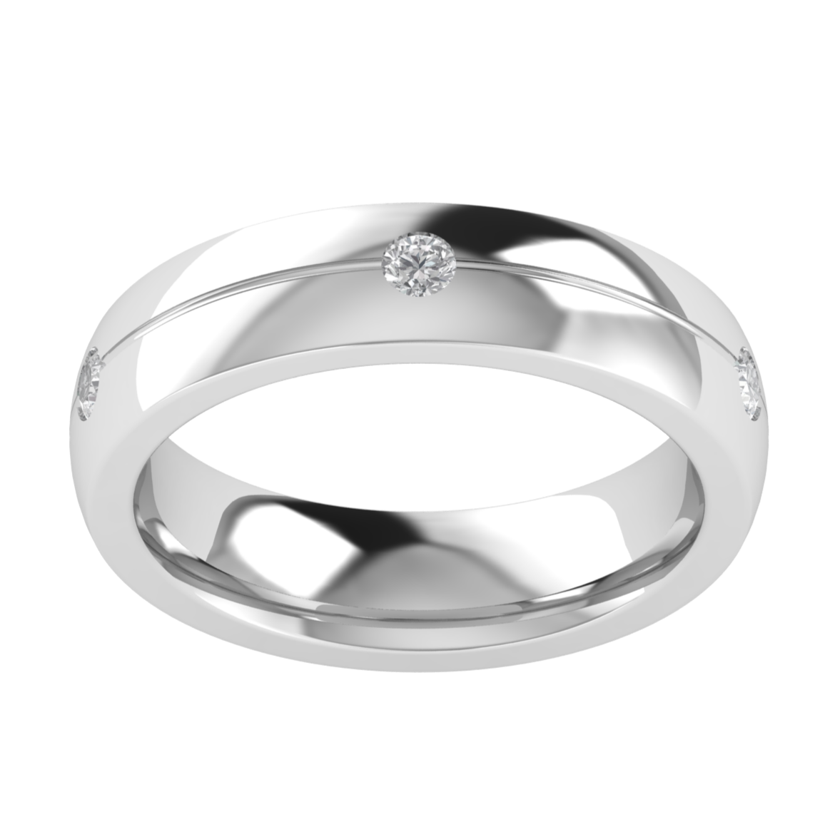 Lab Grown Diamond Three Stone 14K White Gold Wedding Band