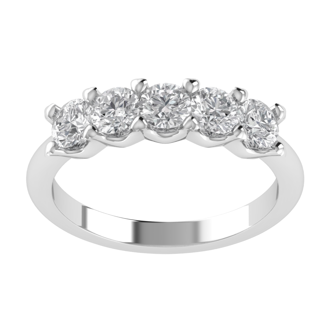 Lab Grown Diamond Five Stone 14K White Gold Wedding Ring