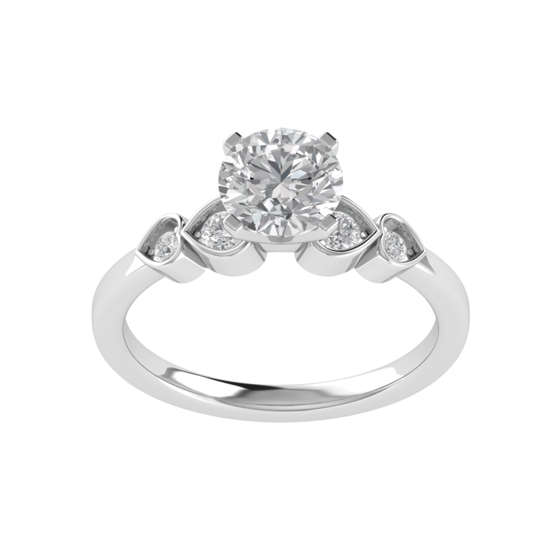 Round Moissanite Solitaire With Accent Moissanite Engagement Ring