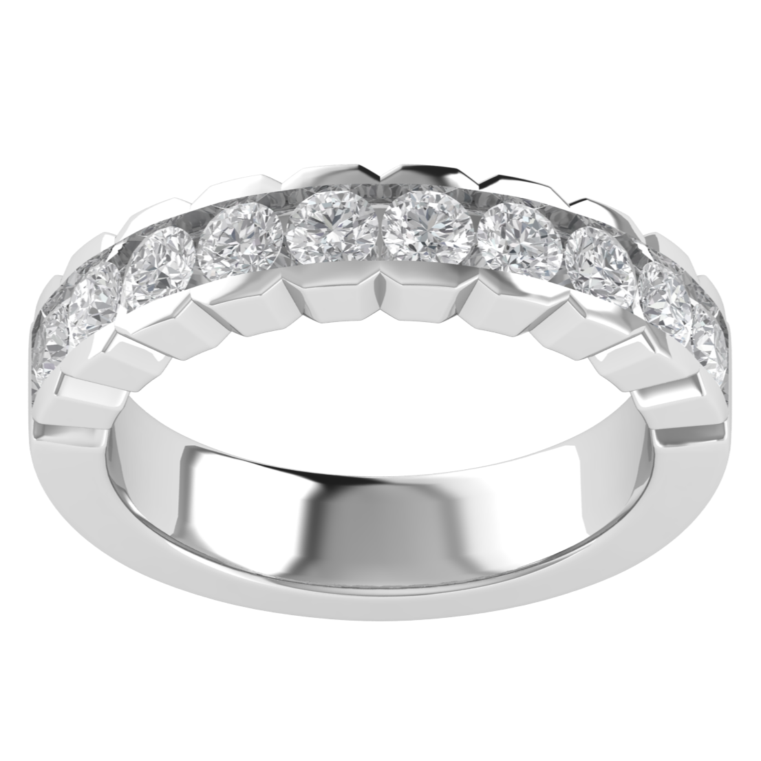 Unique Style Round Lab Grown Diamond Matching 14K White Gold Band