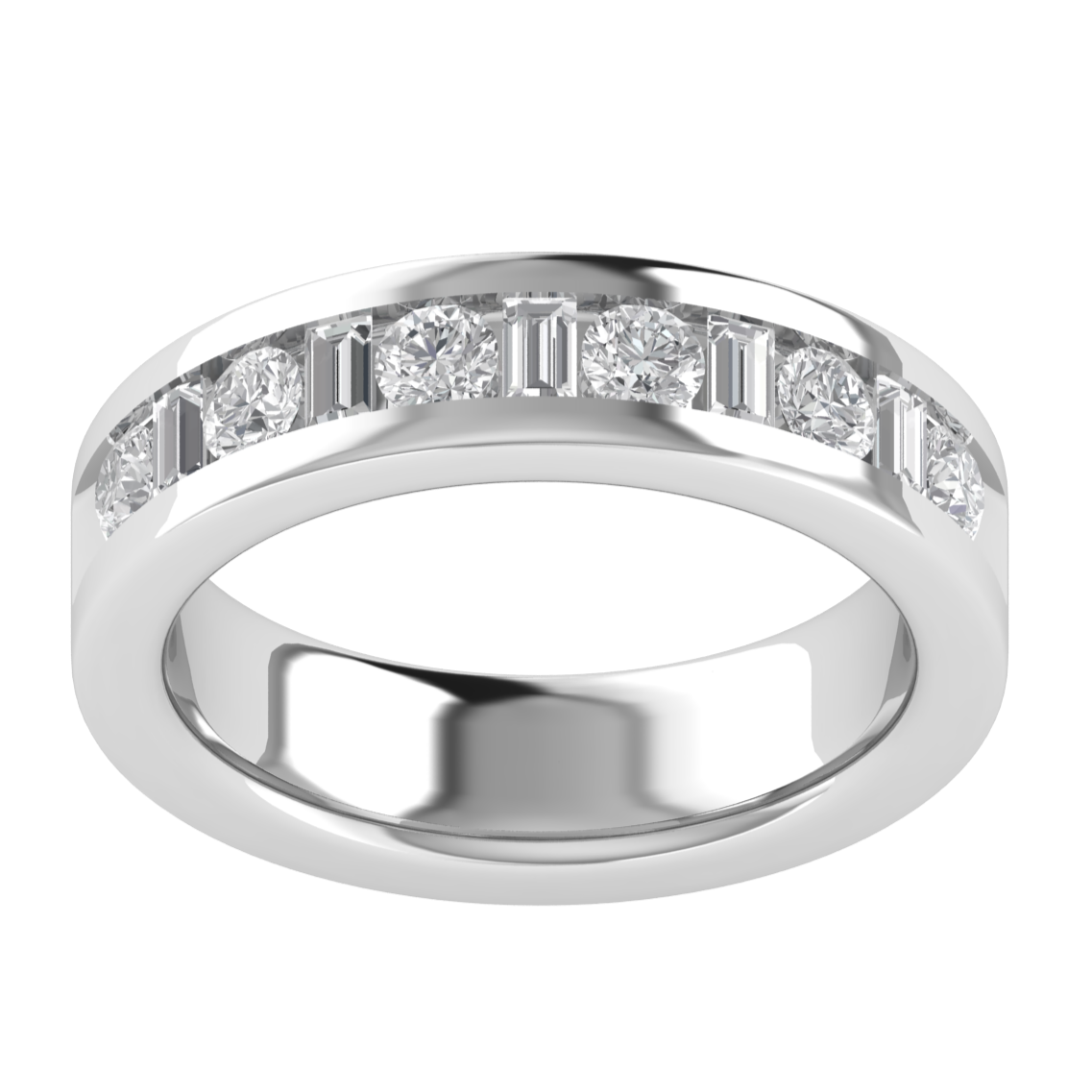 Half Eternity Moissanite Engagement 14K White Gold Band