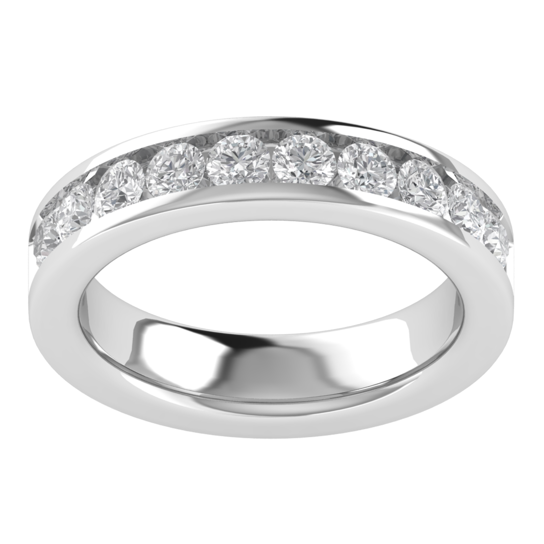 Round Cut Lab Grown Diamond Channel Set 14K Gold Band
