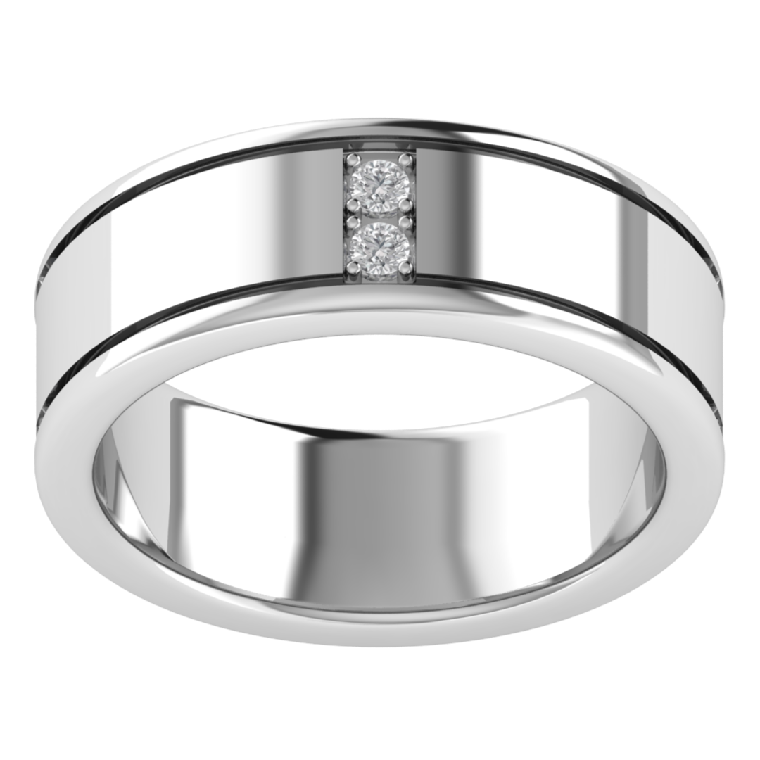Two Stone Channel Set Round Cut Moissanite Men's Band