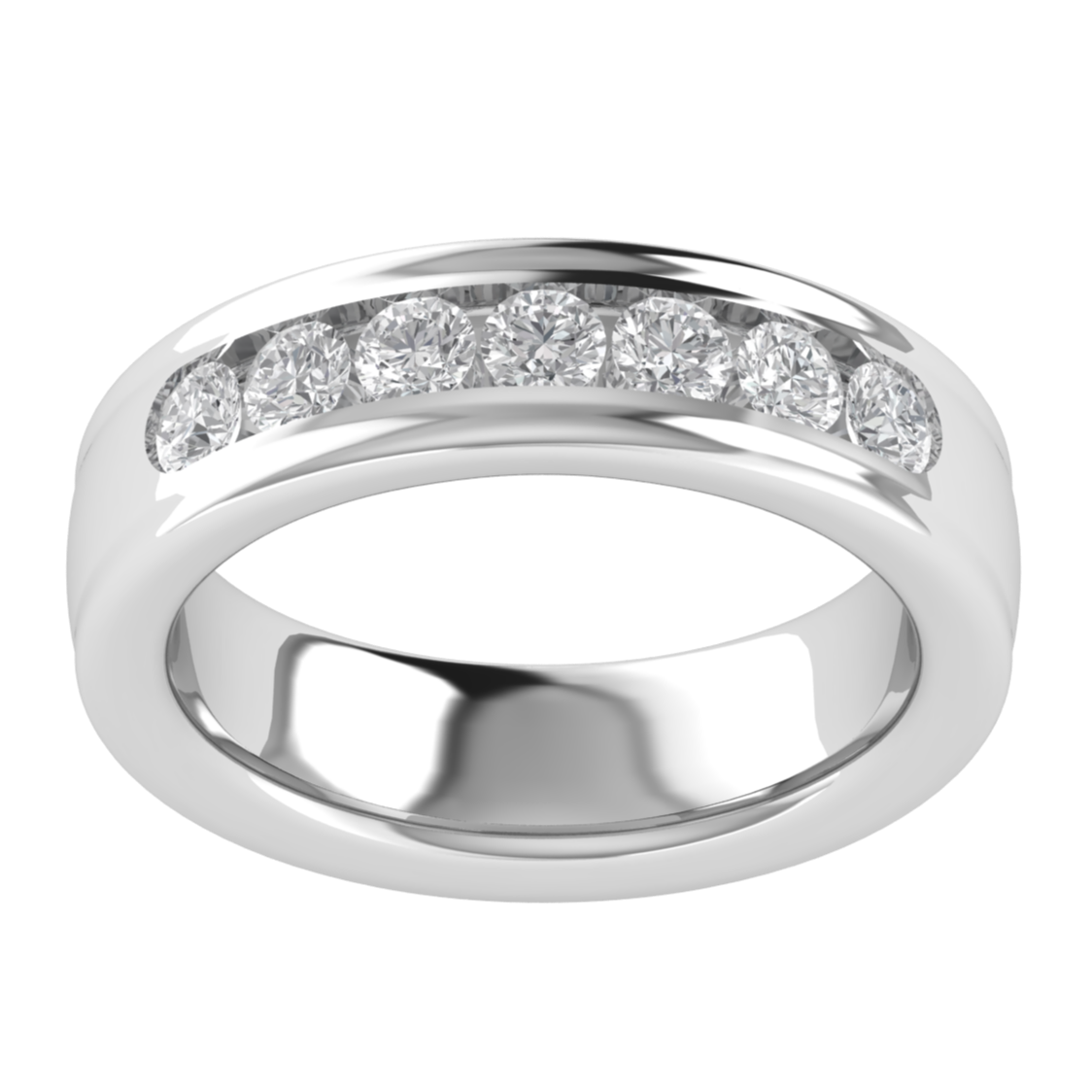 Round Lab Grown Diamond Channel Set 14K White Gold Wedding Band