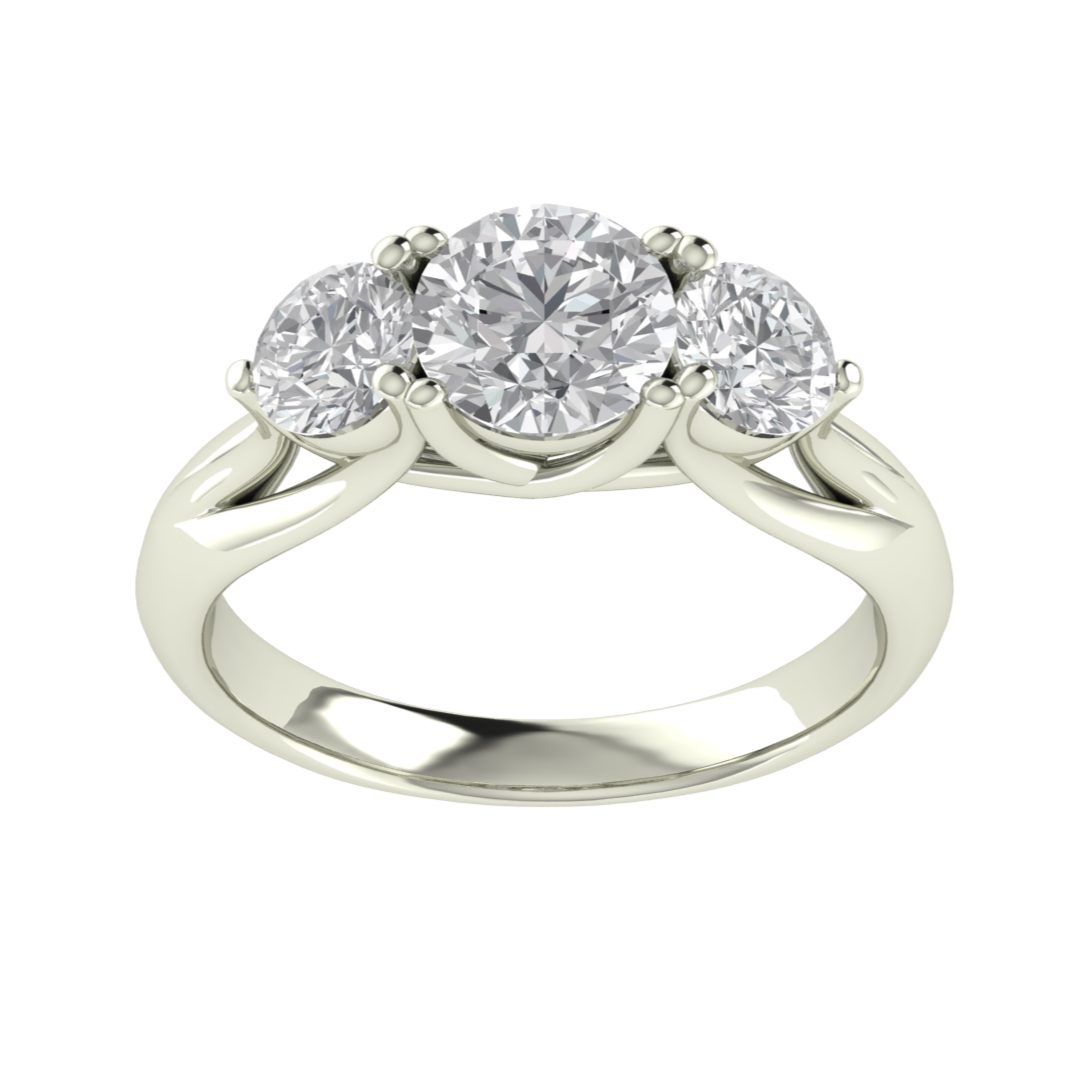 Three Stone Round Cut Moissanite Engagement Ring