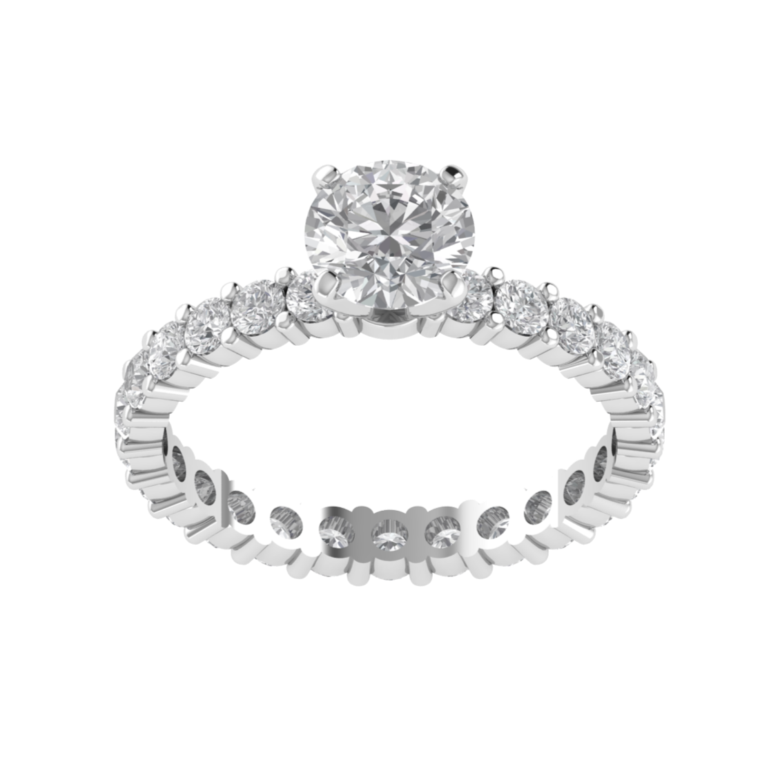 Solitaire With Accent Round Cut Moissanite Engagement Ring