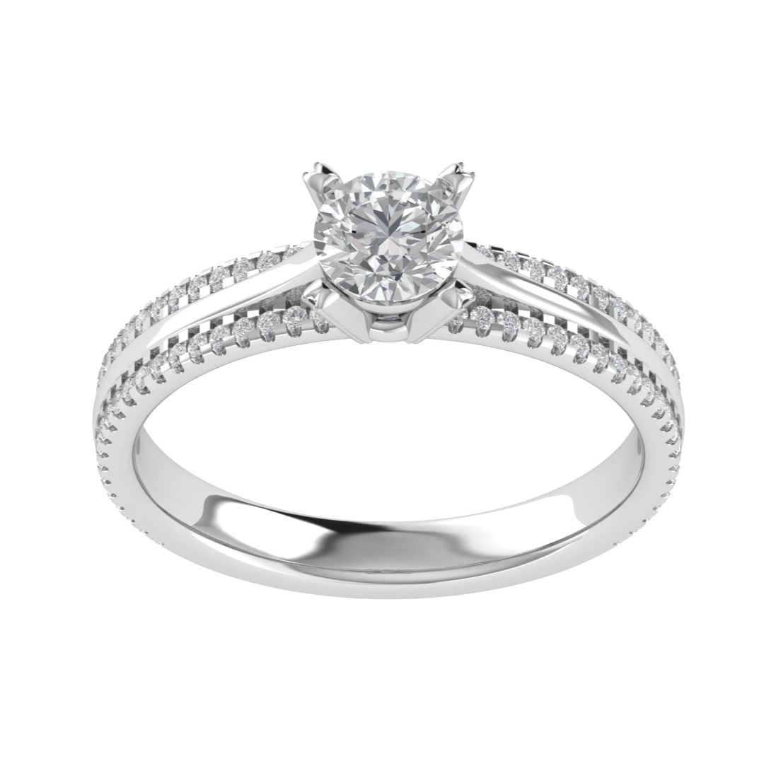 Solitaire With Accent Round Cut Moissanite Engagement Ring