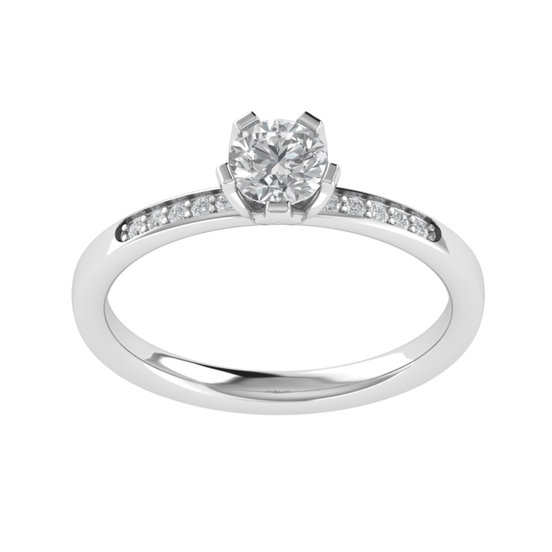 Solitaire With Accent Round Cut Moissanite Engagement Ring