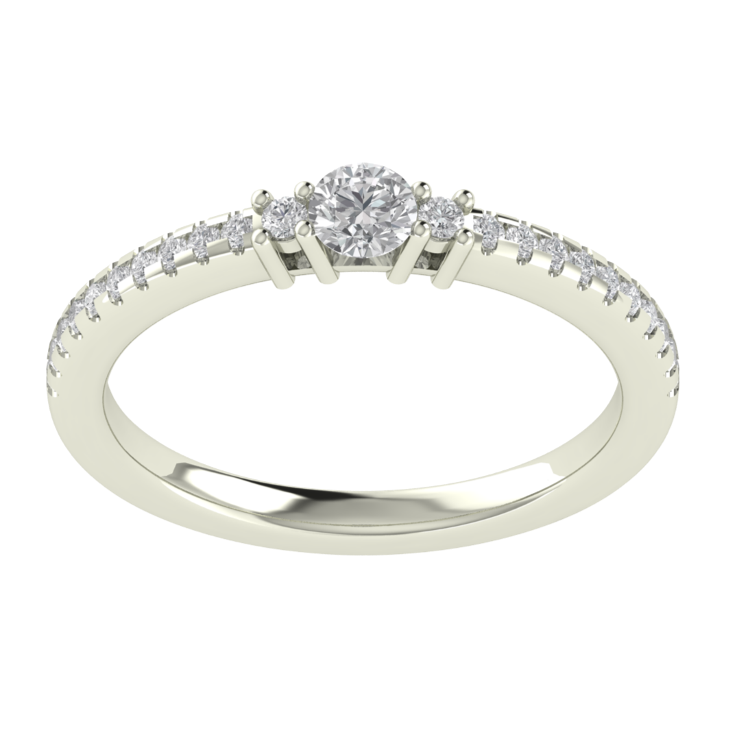 Lab Grown Diamond Three Stone 14K White Gold Wedding Band