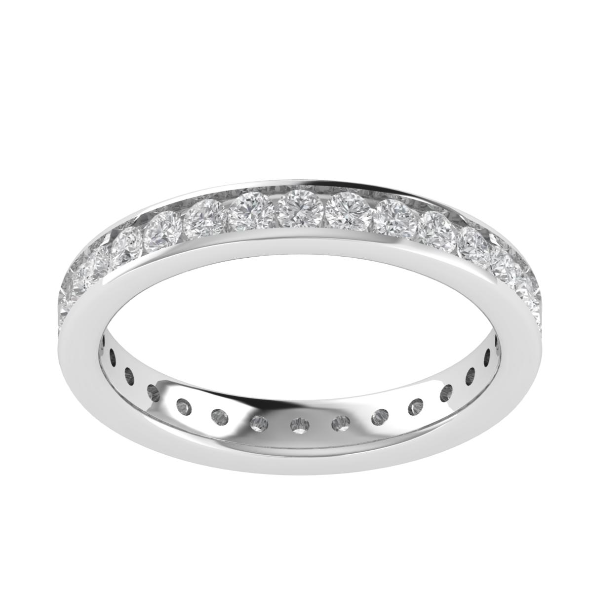 Full Eternity Round Lab Grown Diamond Channel Set 14K White Gold Wedding Band