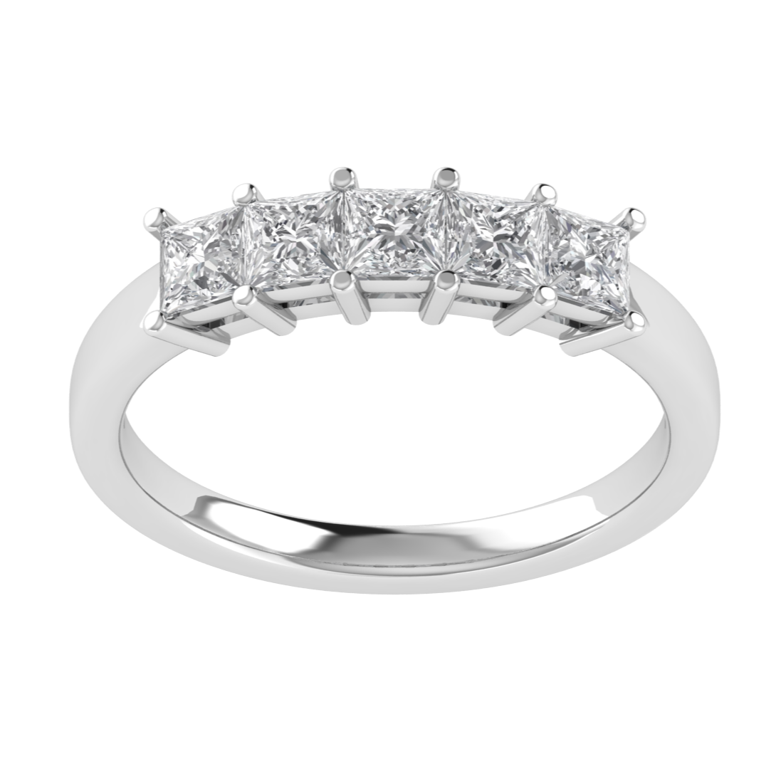 Princess Cut Five Stone Moissanite Wedding Ring