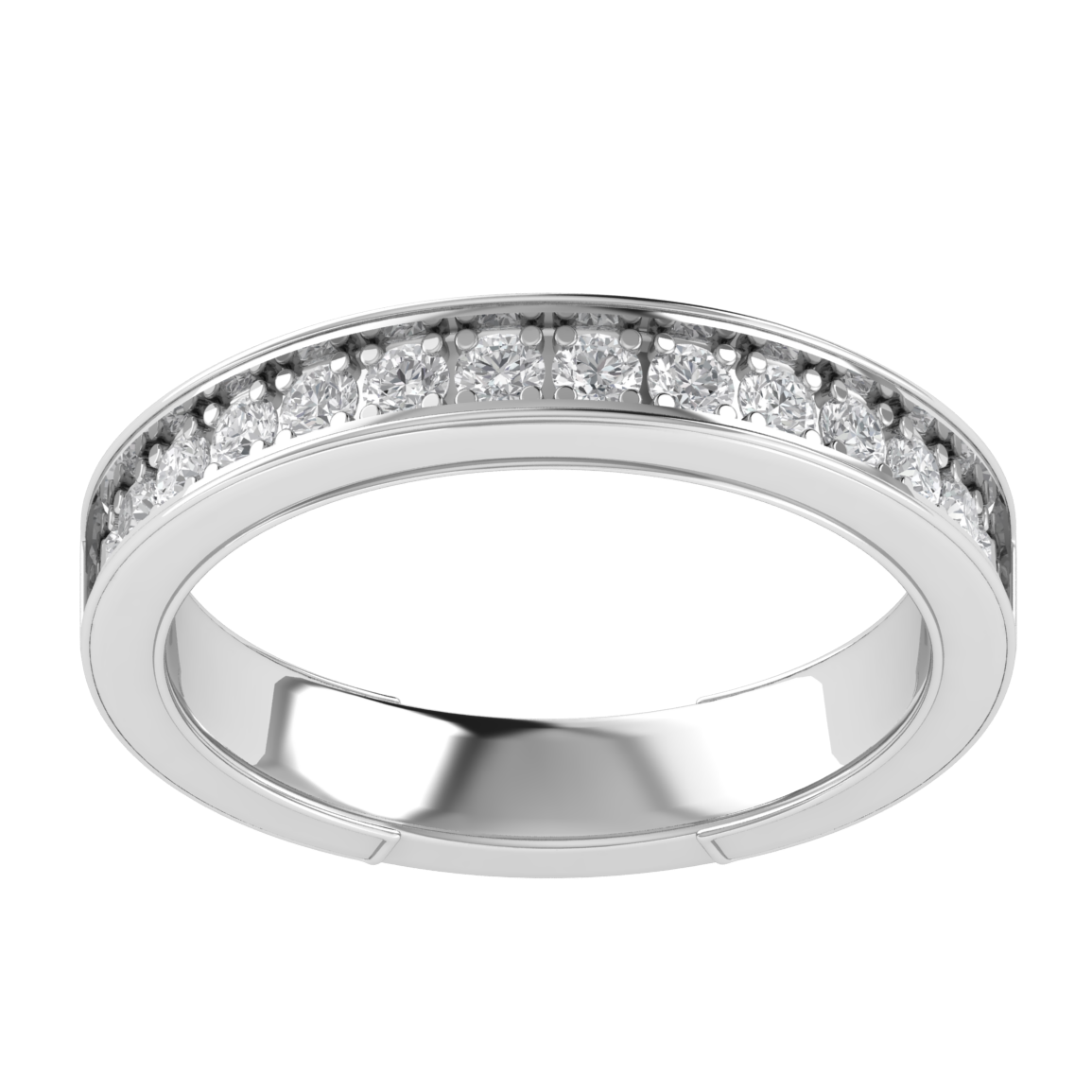 Half Eternity Channel Set Round Cut Moissanite Wedding Band