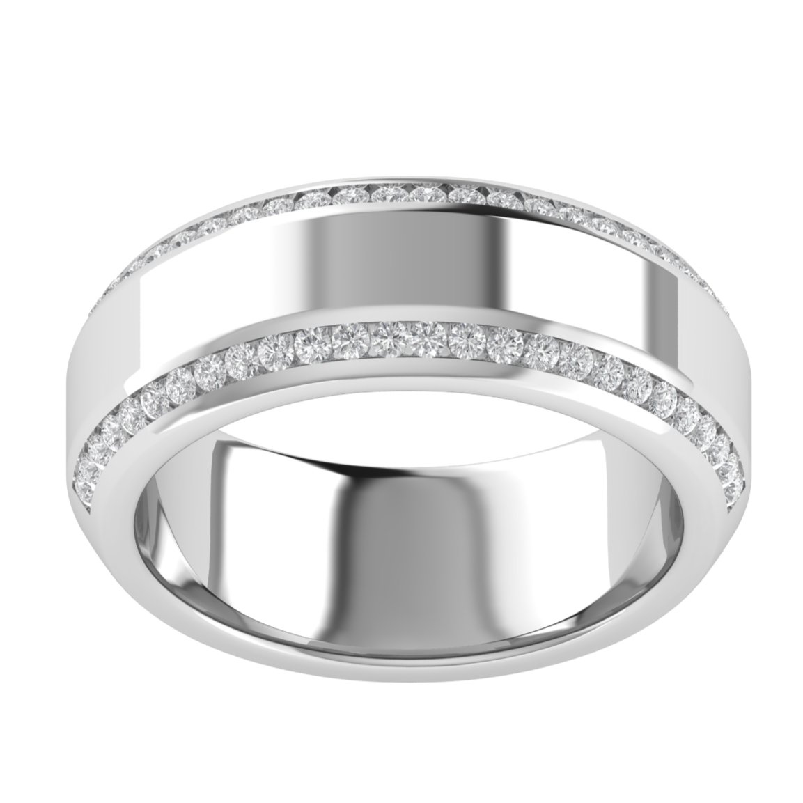 Half Eternity Channel Set Round Cut Moissanite Men's Band