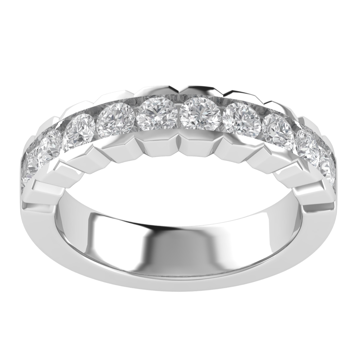 Vintage Channel Set Half Eternity Round Cut Moissanite Wedding Ring