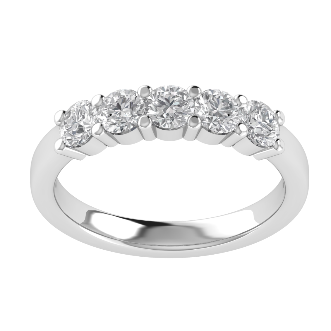 Round Five Stone Half Eternity Moissanite Wedding Ring