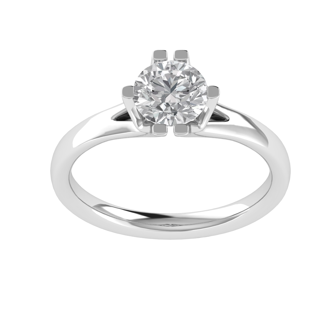 Solitaire Split Shank Round Cut Moissanite Engagement Ring