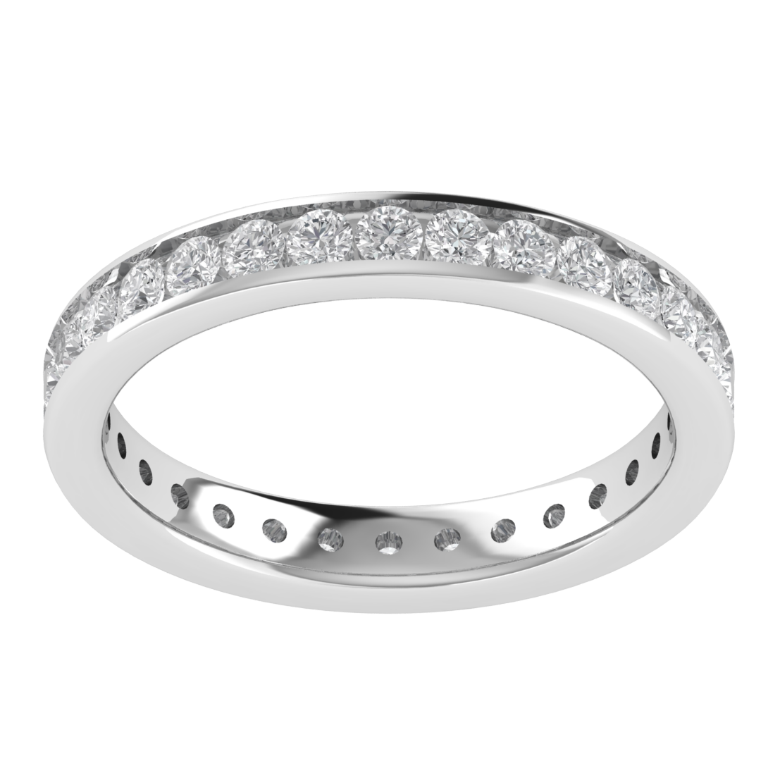 Full Eternity Channel Set Round Cut Moissanite Wedding Band