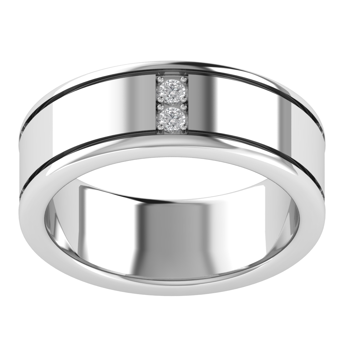 Lab Grown Diamond Two Stone 14K White Gold Wedding Band