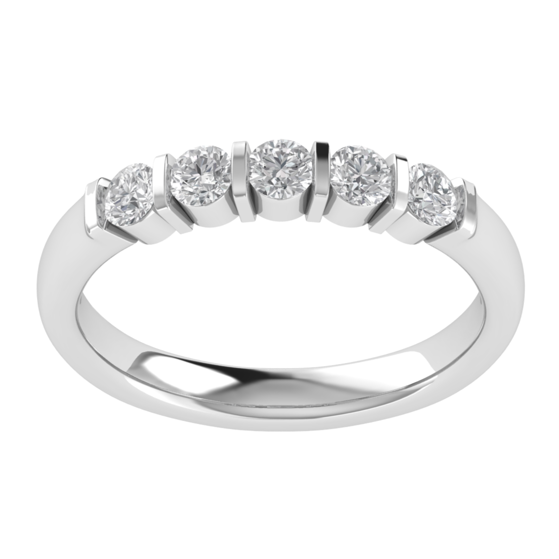 Lab Grown Diamond Bar Setting 14K White Gold Wedding Band