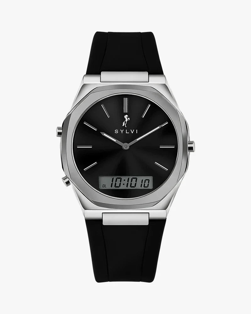 TimeShift Black Silver Silicone