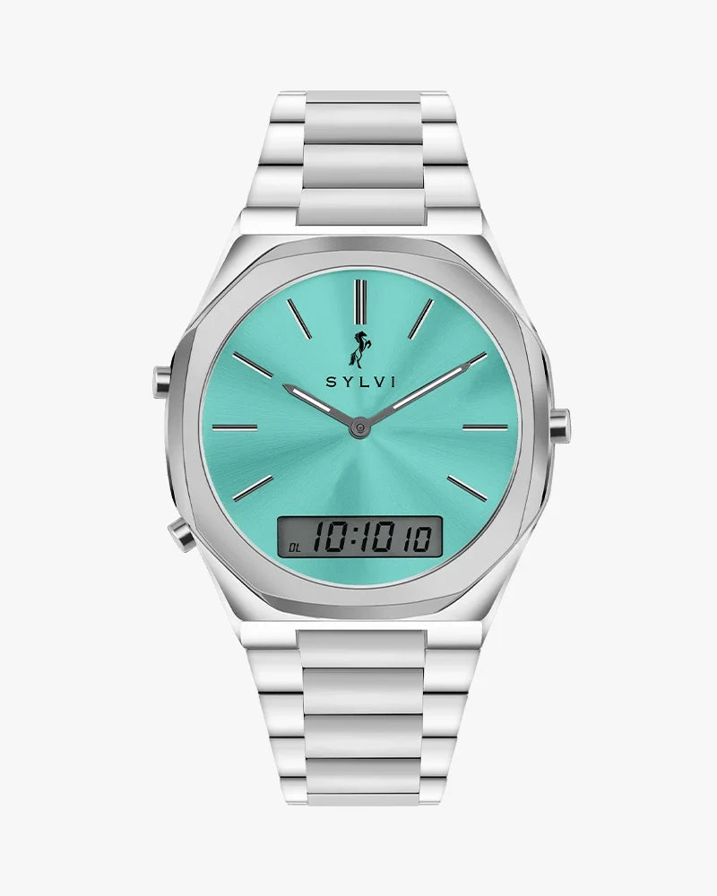 TimeShift Electric Blue Silver Steel