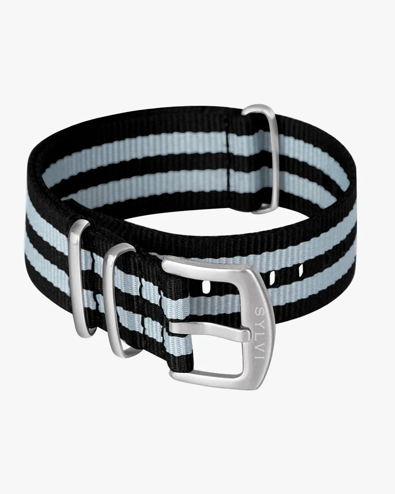 24mm Light Grey Black Nylon Strap