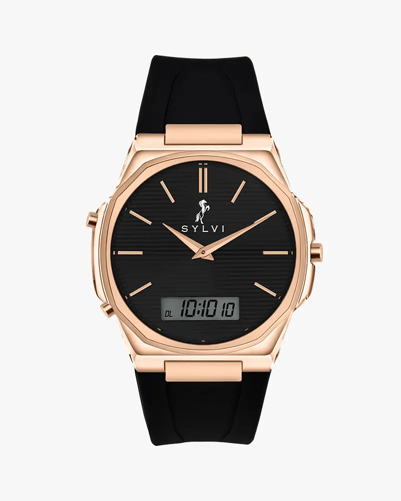 Blade Dual Time Black Rosegold Silicone