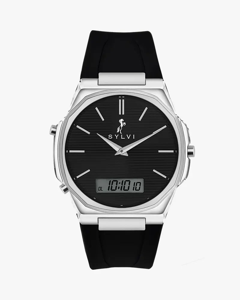 Blade Dual Time Black Silver Silicone