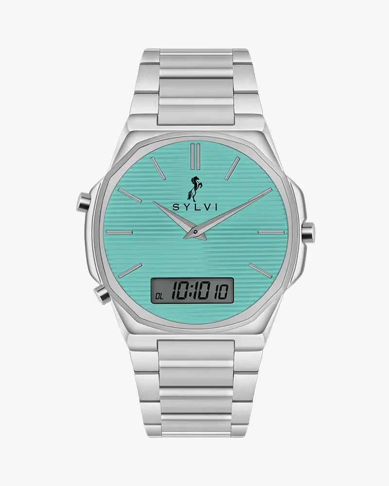 Blade Dual Time Electric Blue Silver Steel