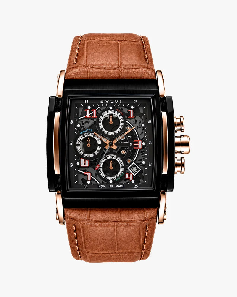 Dominator Skeleton Dial Black Brown Leather