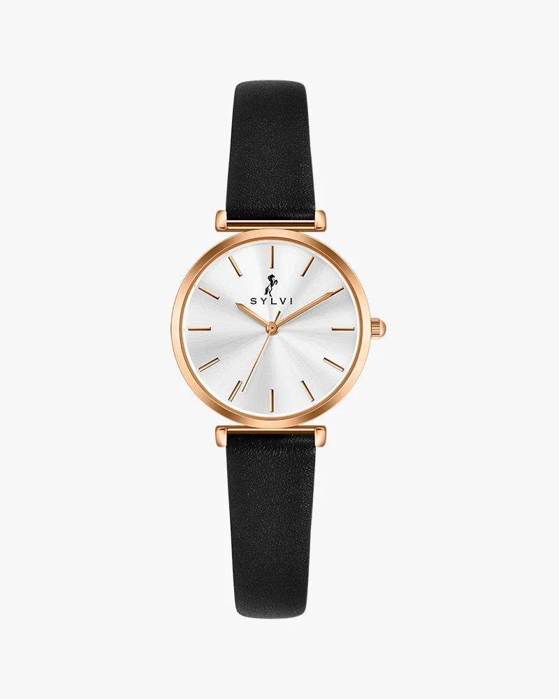 Serene White Rose Black Leather