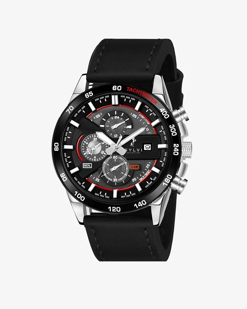 Timegrapher Black Red Leather