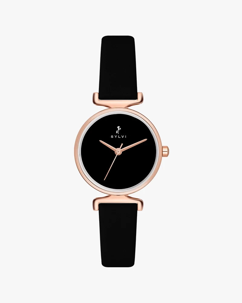 Velvetine Black Rosegold Black Leather